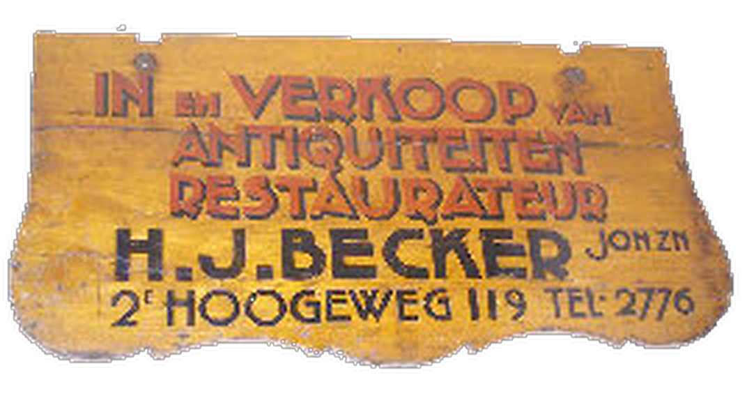 Oud gevelbord van Becker Antiek